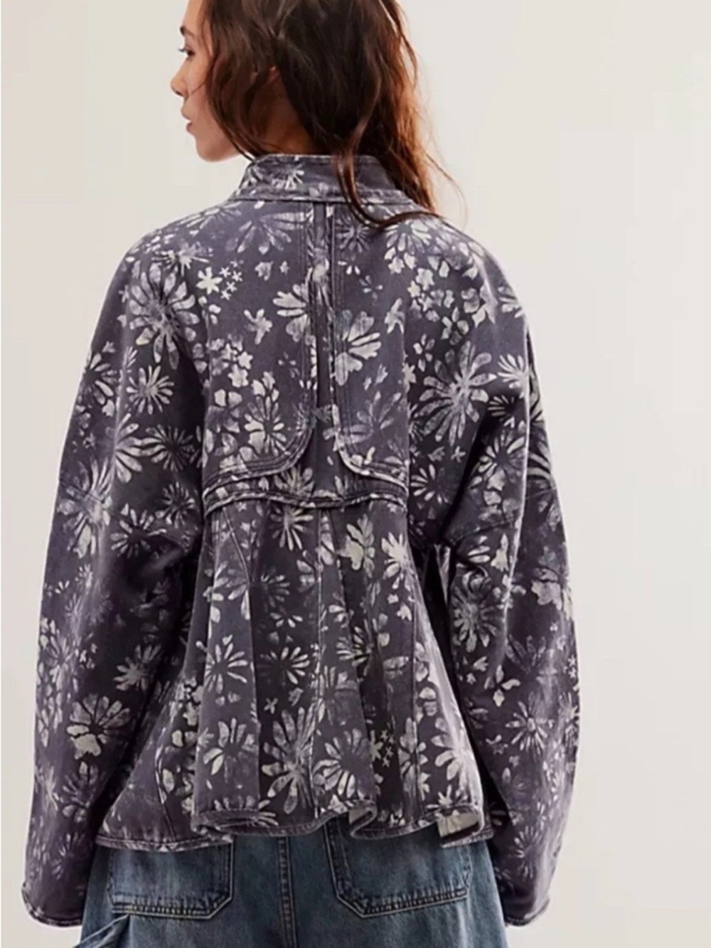 NWT free people lua bed jacket navy and white floral Small - Picture 5 of 13
